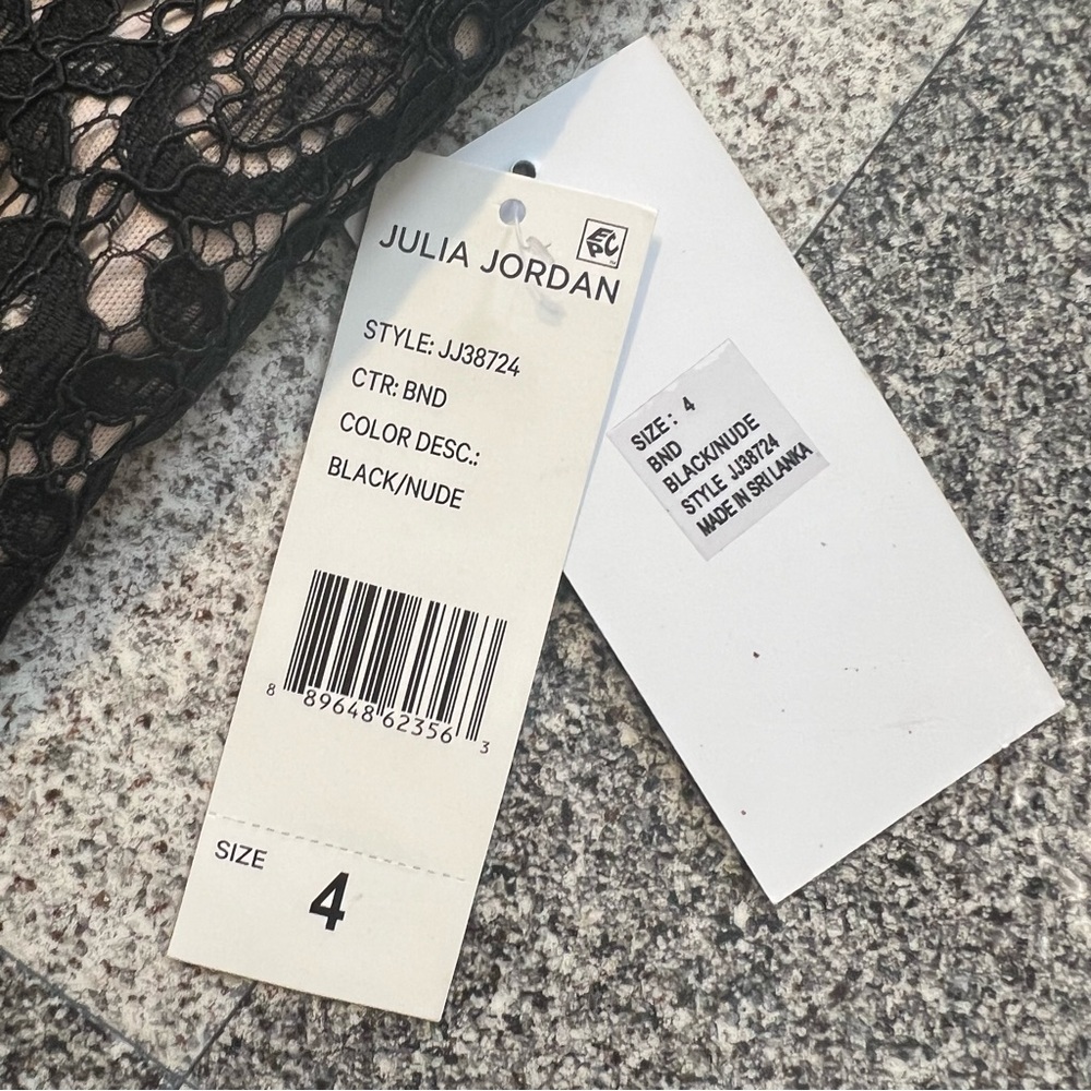 NWT Julia Jordon Black/Nude Lace Cocktail Midi Dress- Size 4 - Picture 7 of 12